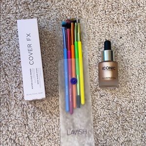 Primer, Illuminator, and eyeshadow brush bundle